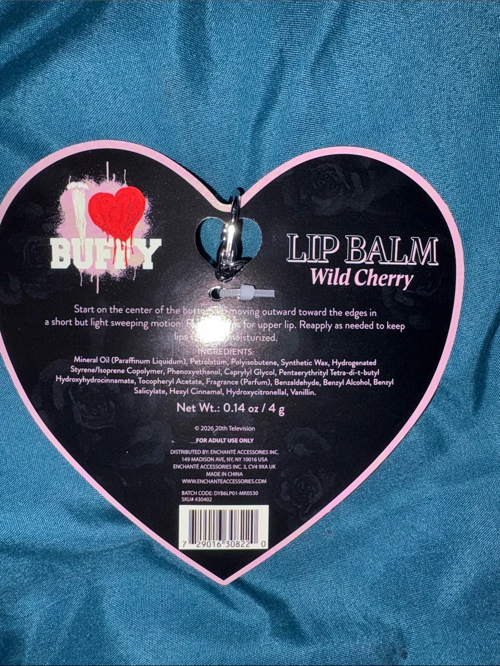 Buffy the Vampire Slayer Pink Heart Lip Balm Keychain - Wild Cherry